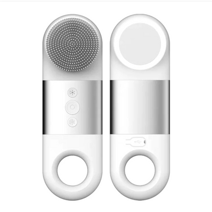 White and silver electronic device on a white background